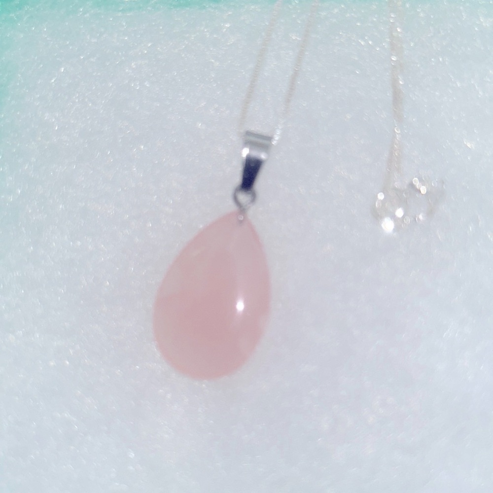 Boho hippie Rose Quartz Sterling Silver 18” Necklace